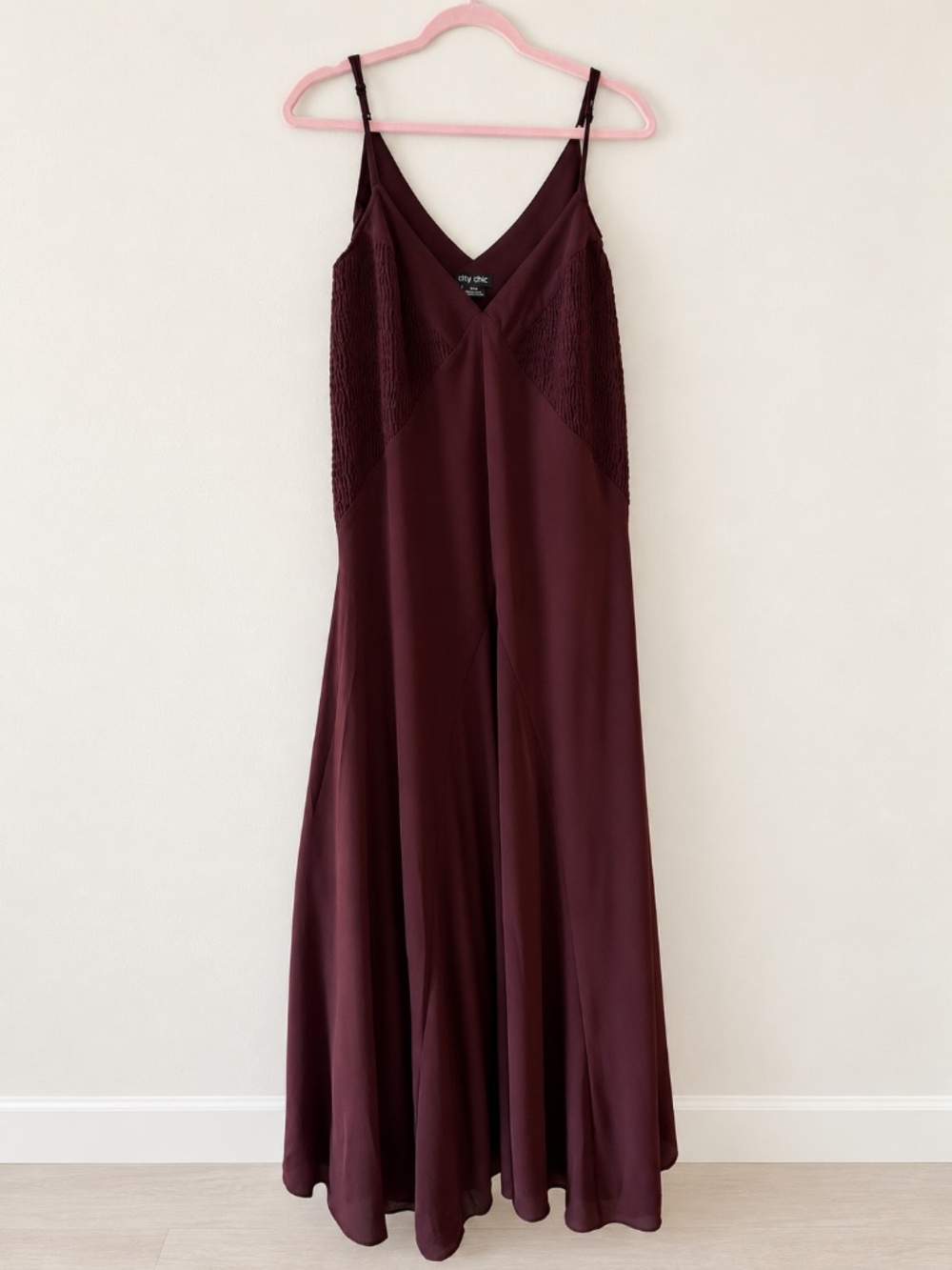 City Chic Burgundy Maxi Dress Size 14 Adjustable Straps